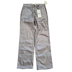 NWT Eclipse Almost Famous Metallic Silver Womens Pants Size 5